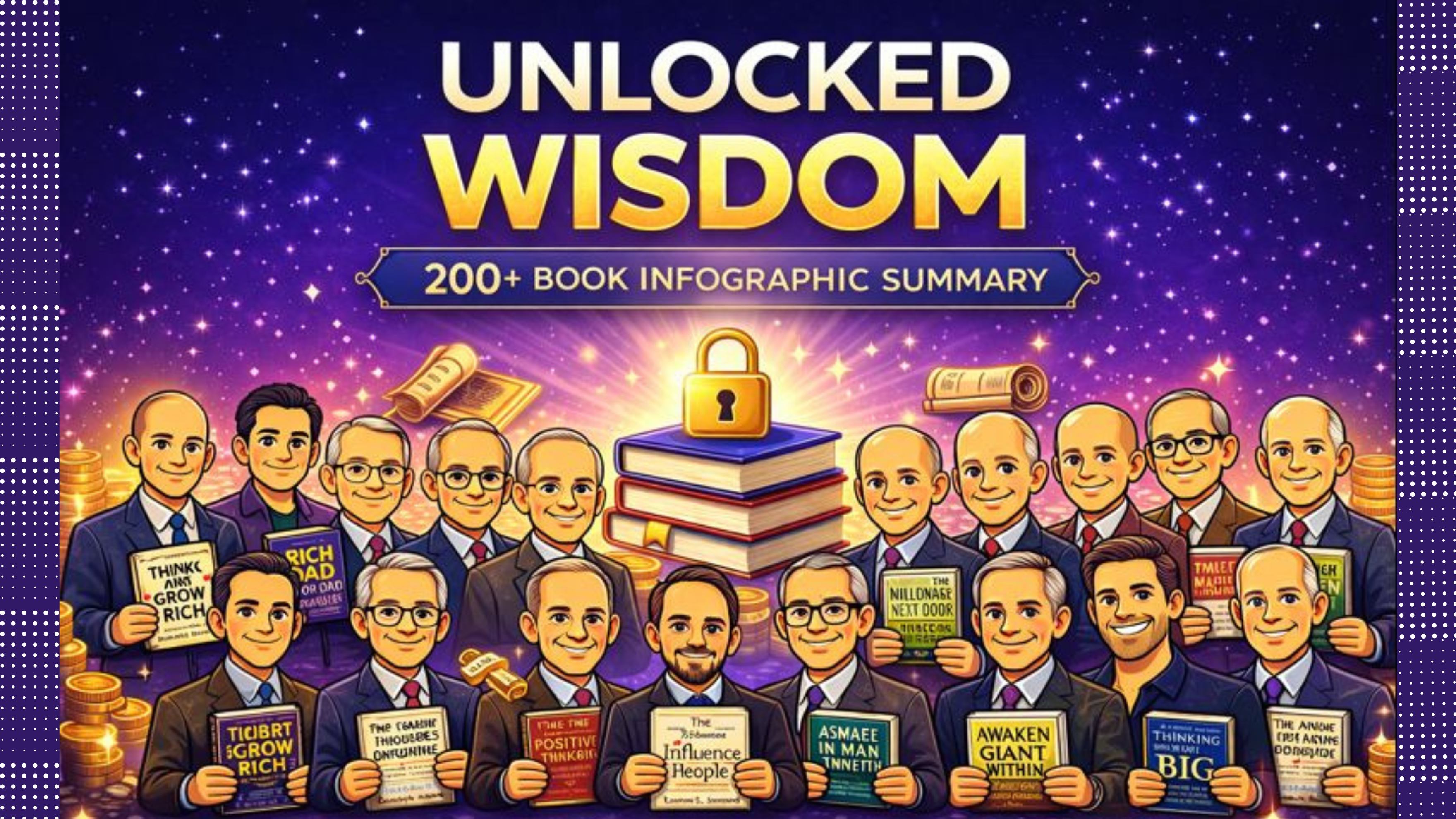 UNLOCKED WISDOM - 200+ Book Summary Infographics for Life Mastery